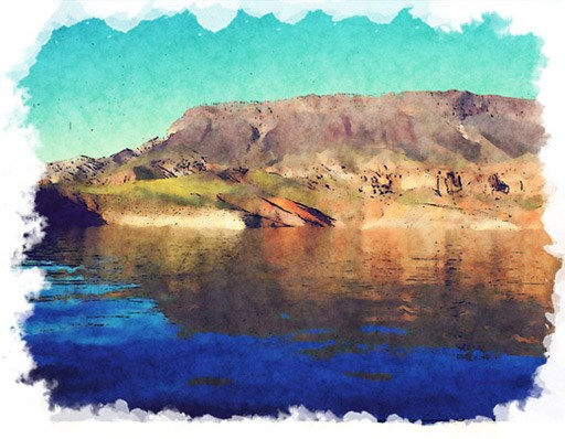 Painting of Fortification Hill at Lake Mead