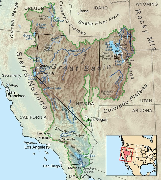 Map of the Great Basin desert