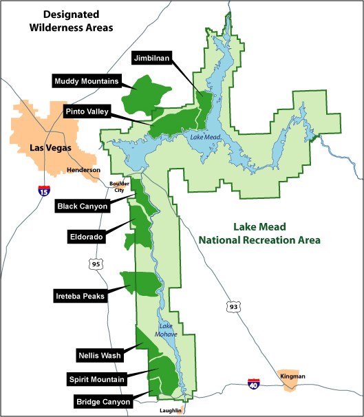 Overall Wilderness Map of Lake Mead National Recreation Area
