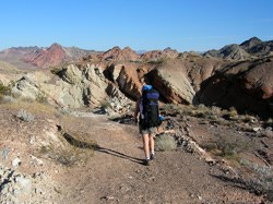 Hiker enjoying the Pinto Valley in a wilderness