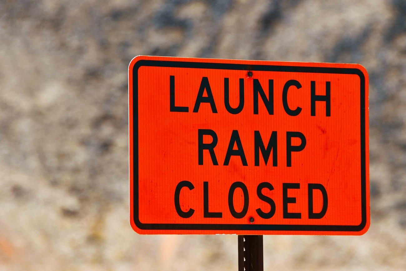 orange launch ramp closed sign