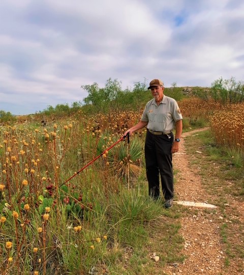 Volunteer on the Alibates Trail in the summertime.