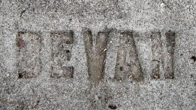 The name Bevan etched in concrete.