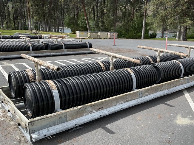Large pontoons are used to replace old floating docks