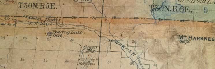 Drake's Cabin in Hot Spring Valley noted on the 1892 Keddie Map of Plumas county