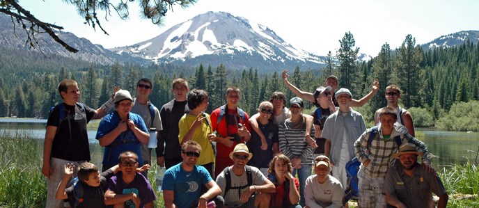 Youth Camping Program group at Manzanita Lake Youth Camping Program group at Manzanita Lake