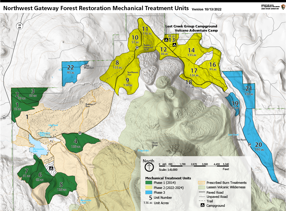 A map of colored shapes indicating areas for mechanical treatment.