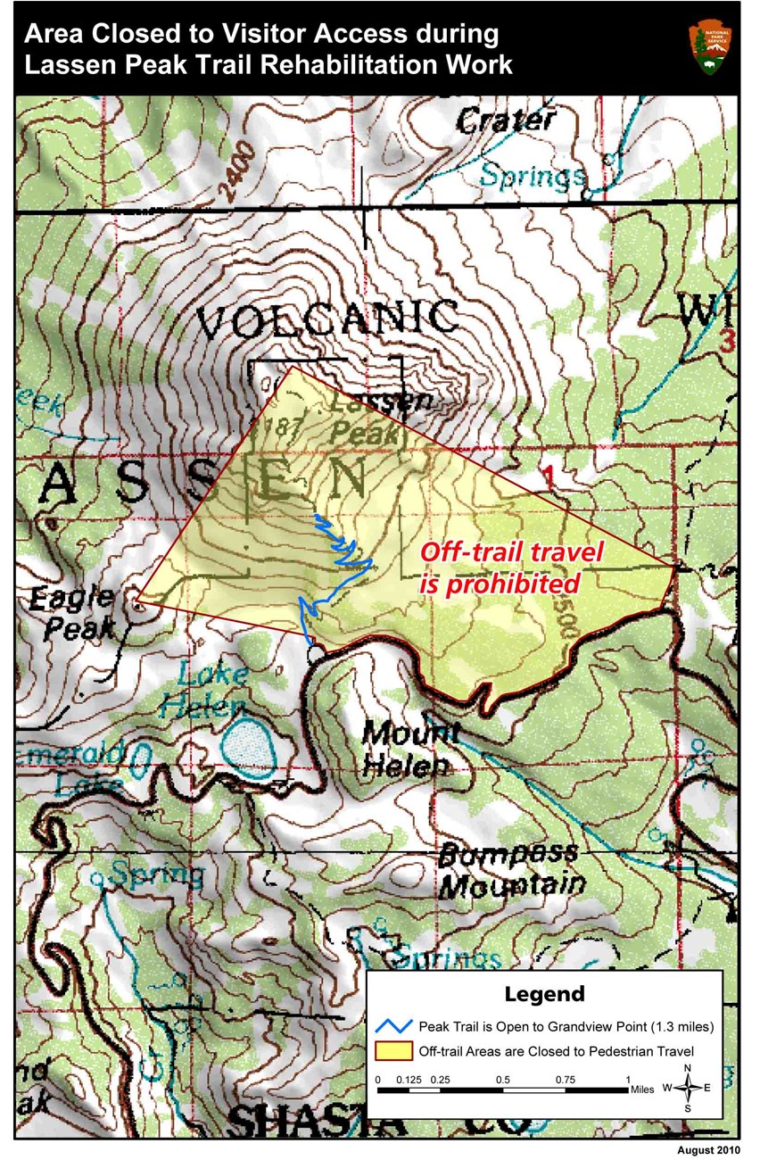 Map Showing Off-trail travel restrictions during peak trail closure