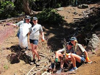 Girl Scouts volunteering with Lassen's Invasive Plant Management Team.