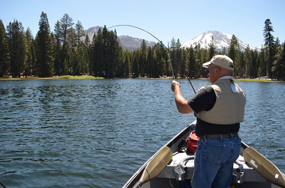 A Redding area veteran fishes at Manzanita Lake