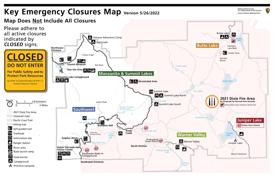 lt= A map footprint of a wildfire highlighted in orange and encompassing 68% of the eastern portion of the park.