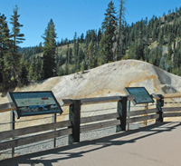 Interpretive displays near a fumarole at Sulphur Works