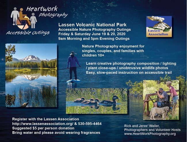 Flyer including pahotos of people in the park, wildlife, and nature