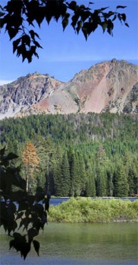 Landscape of Manzanita Lake and Chaos Crags