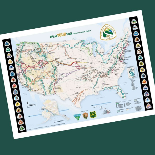 National-Trails-System-Map-2022 Map of National Trails System in U.S. shows vast complicated network of routes across the country. National Trails logos.