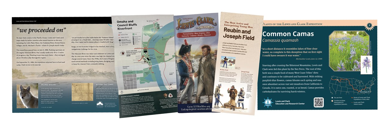 brochures, maps, and exhibit panels
