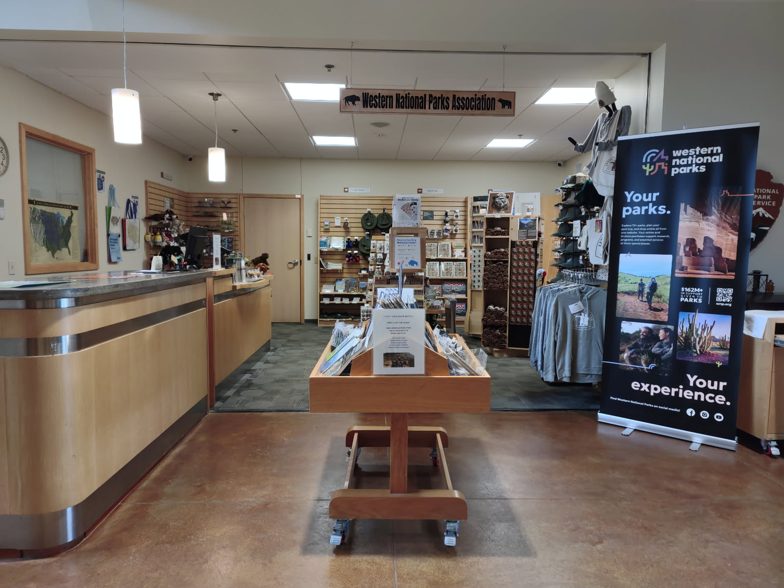 wide shot of the bookstore