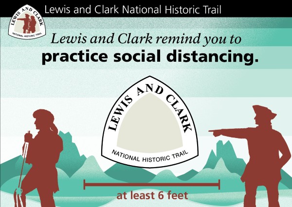 Social Distancing LECL (1) lewis and clark standing six feet apart