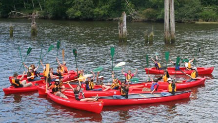 survival camp kids in canoes survival camp kids in canoes