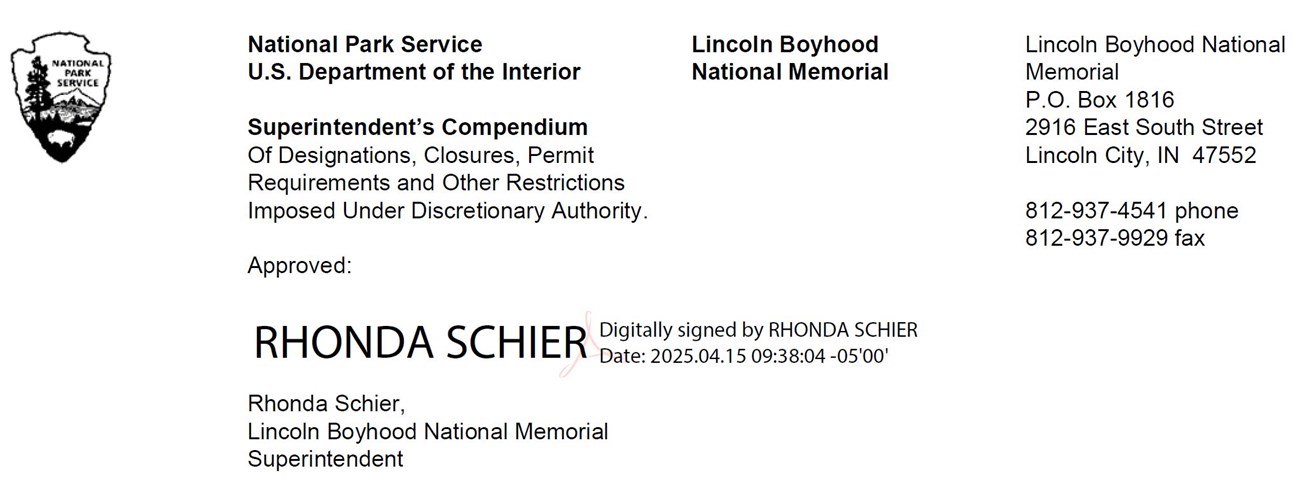 Compendium header signed by Superintendent Rhonda Schier