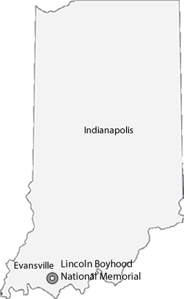 State of Indiana showing location of Lincoln Boyhood State of Indiana showing location of Lincoln Boyhood