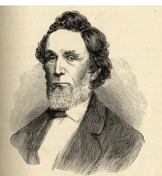 Engraving of William Herndon, a middle aged bearded man with dark hair in a suit