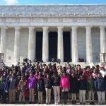 Students in front of the Lincoln Memorial