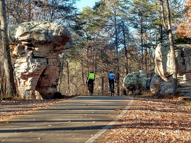 Bicyclist at Mushroom Rock