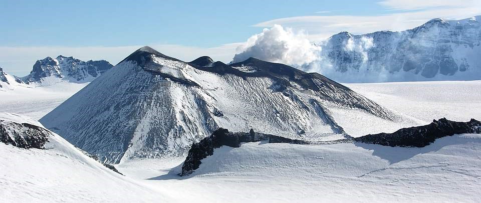a view of Mt Veniaminof on a clear day
