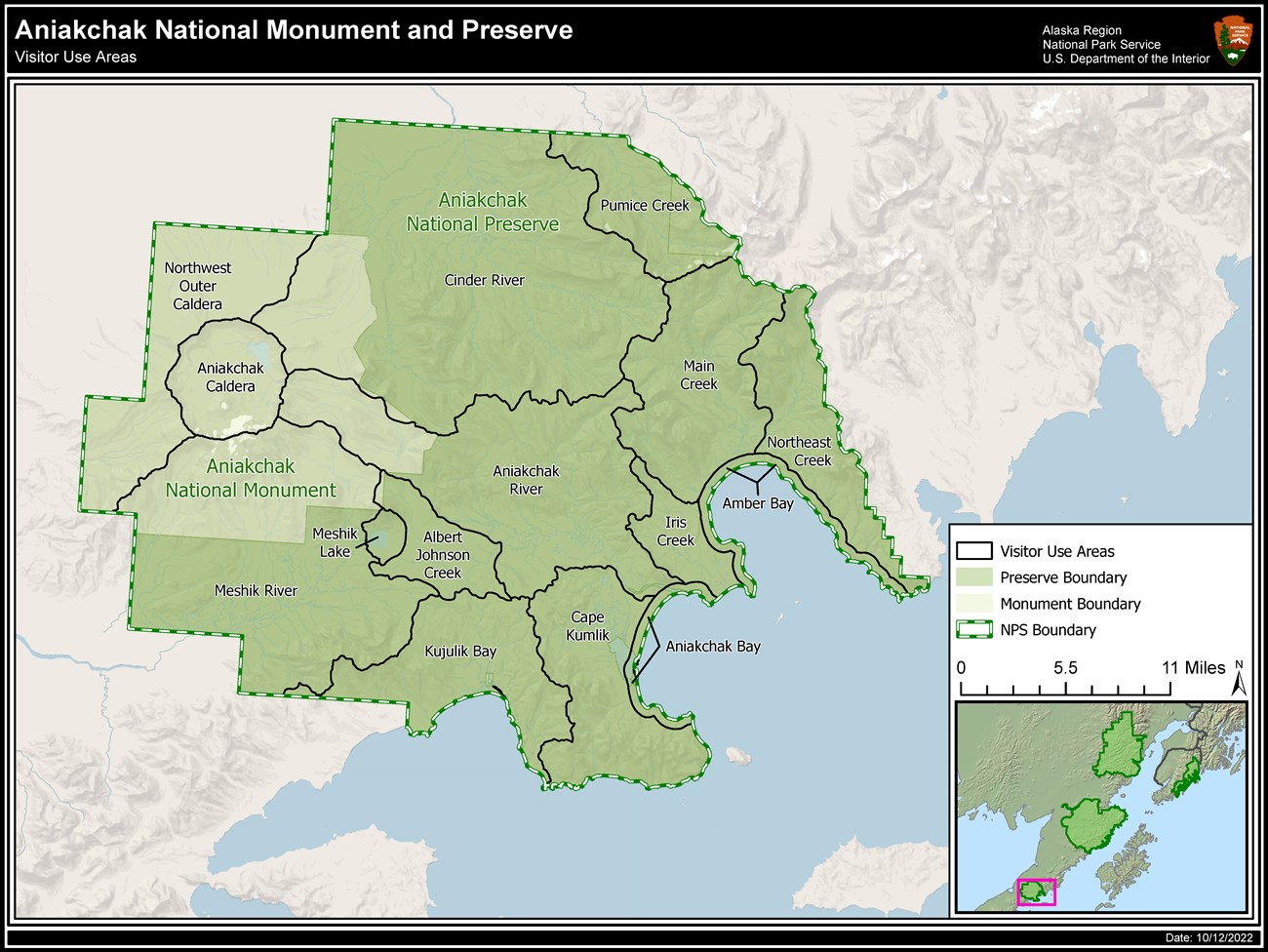 Aniakchak National Monument and Preserve Visitor Use Area Map