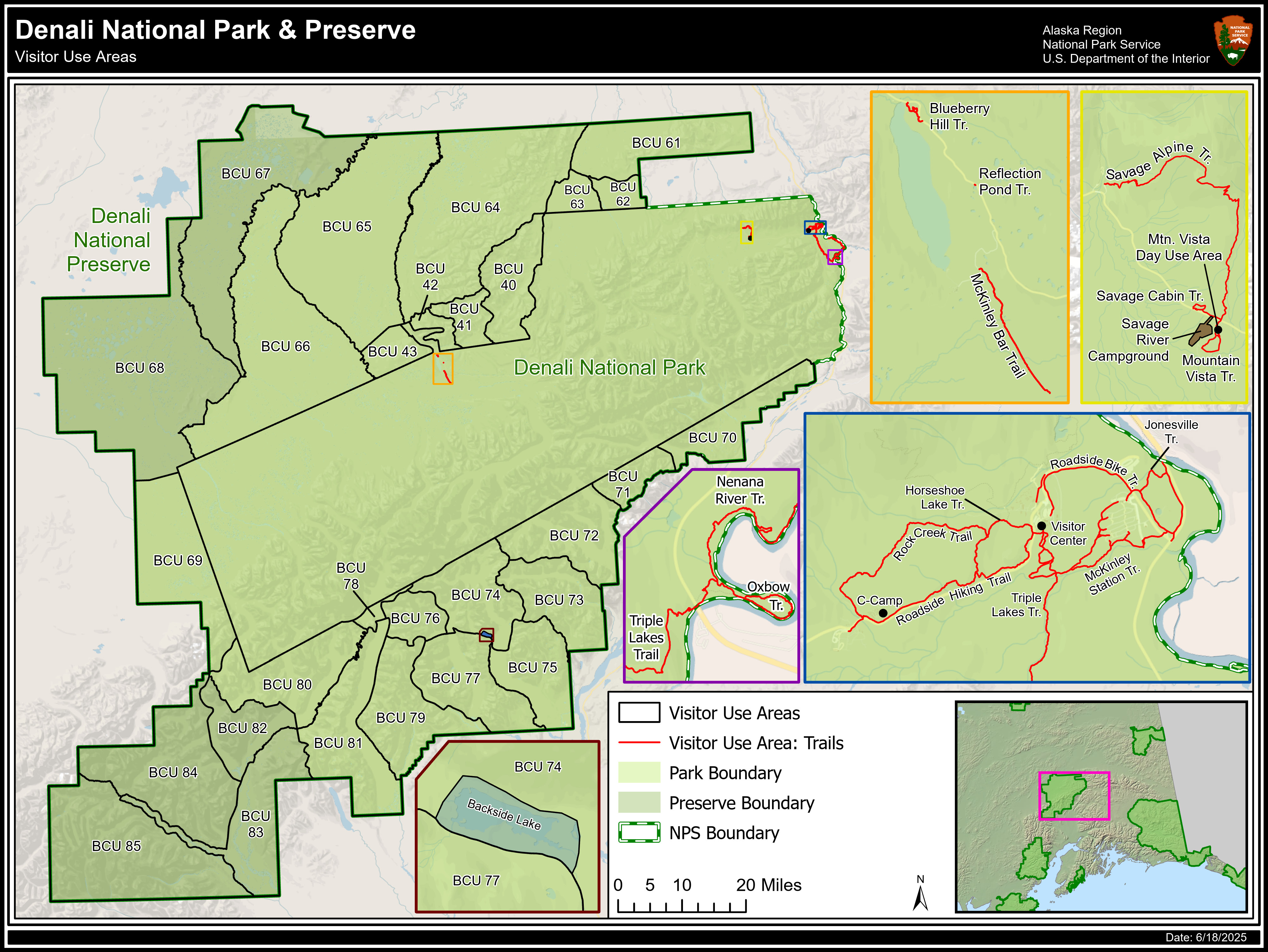 Denali National Park and Preserve Visitor Use Area Map