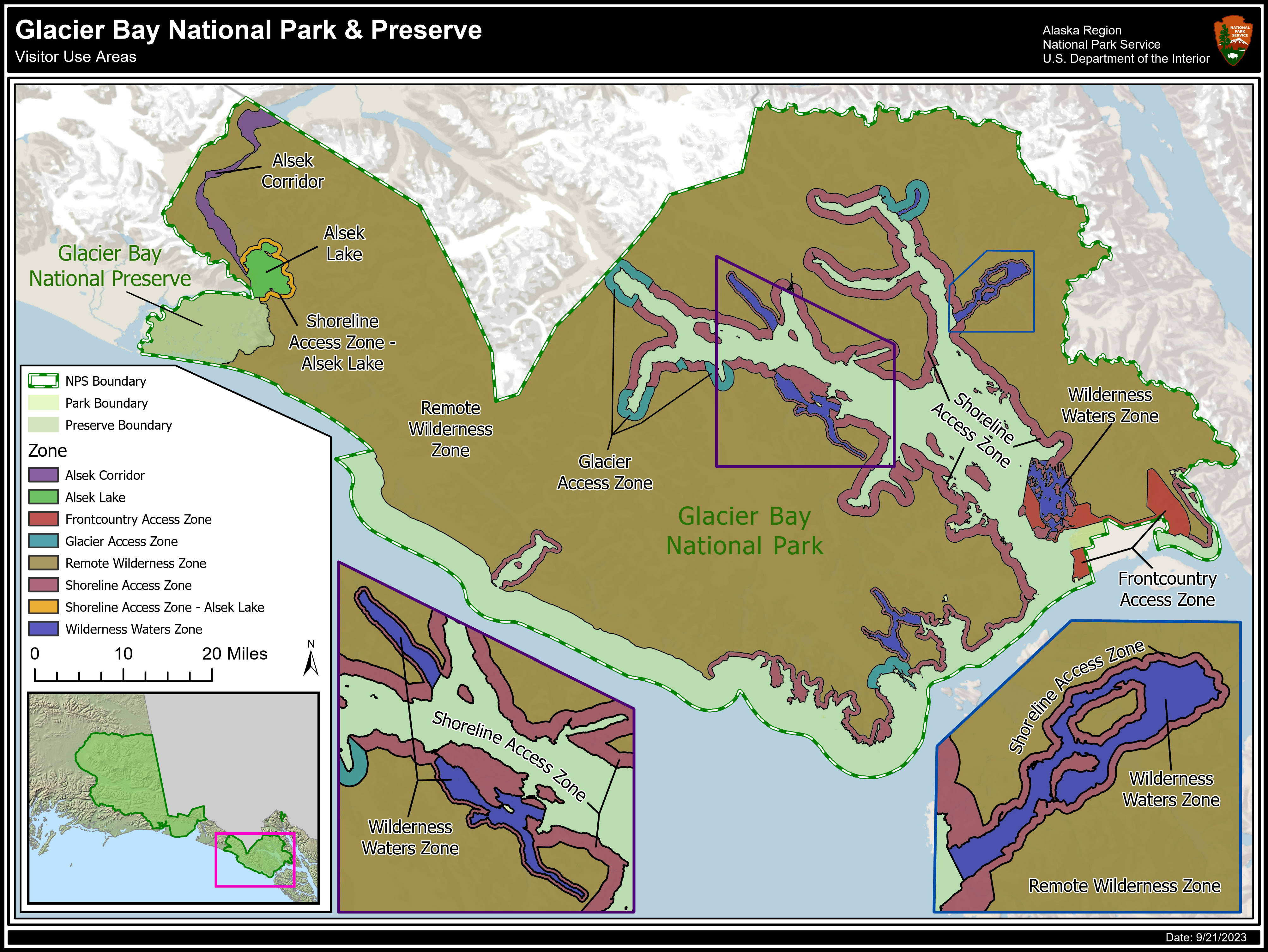 Visitor Use Area Map Glacier Bay National Park & Preserve