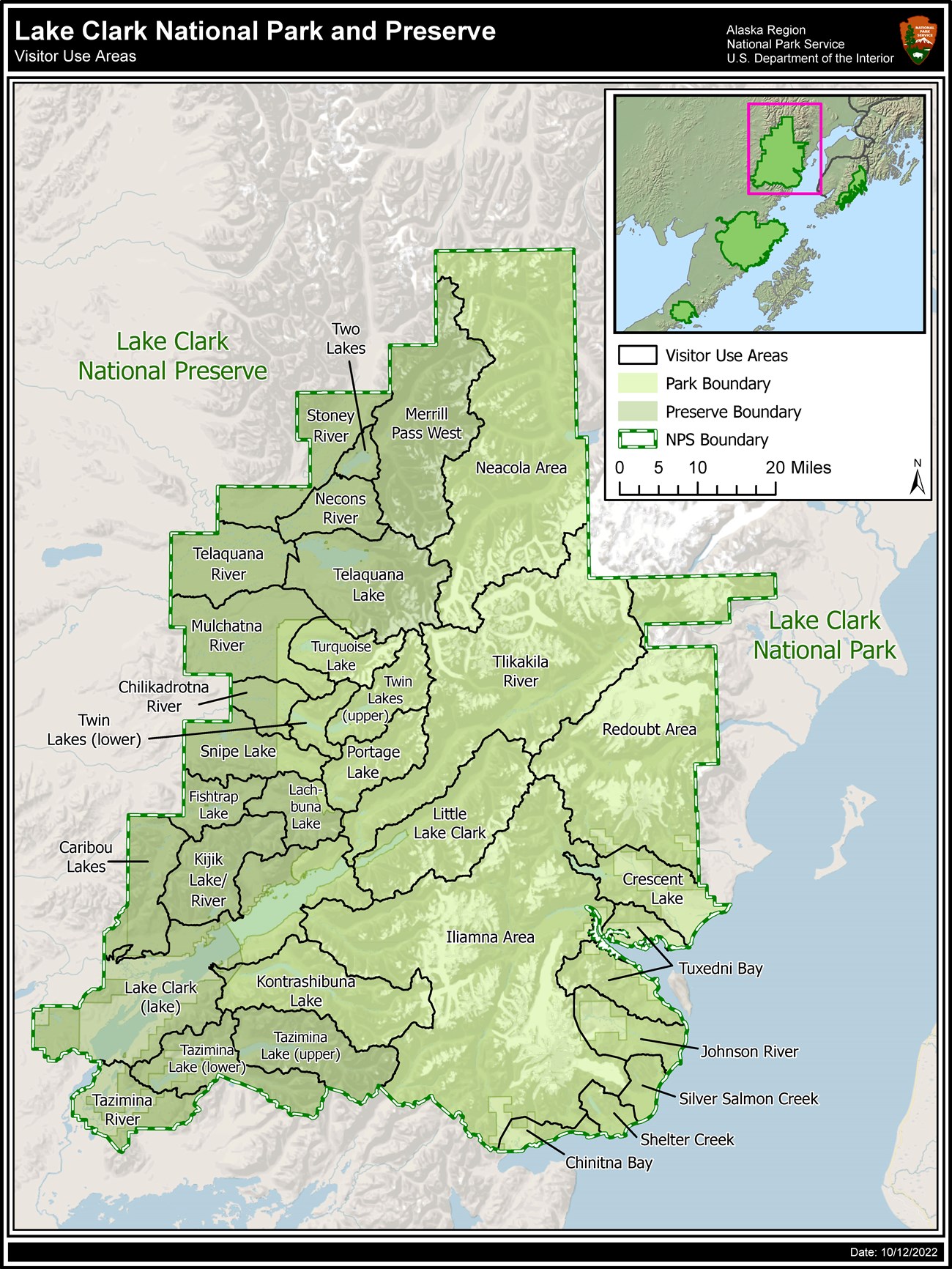 Lake Clark National Park and Preserve Visitor Use Area Map