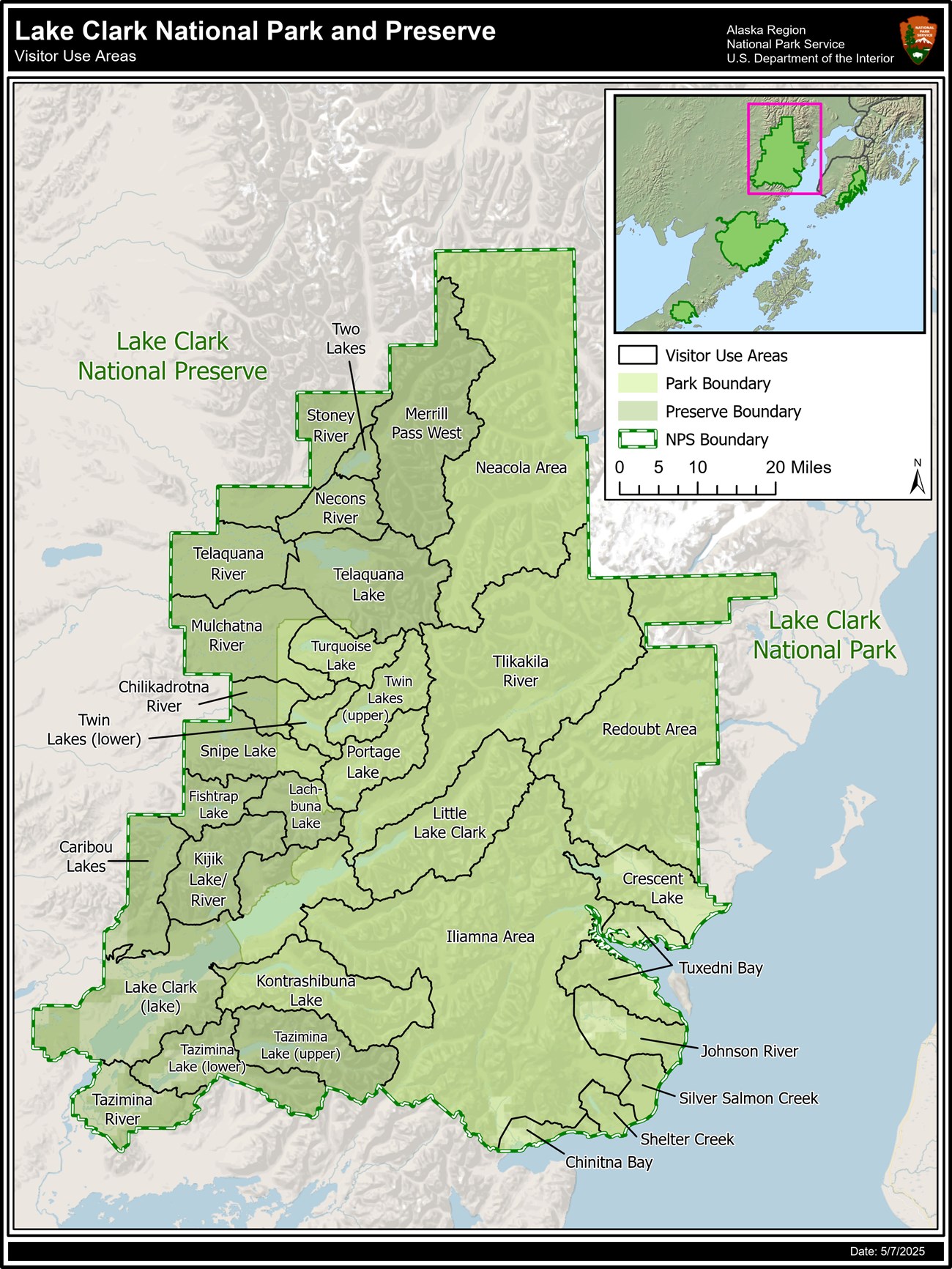 Lake Clark National Park and Preserve Visitor Use Area Map