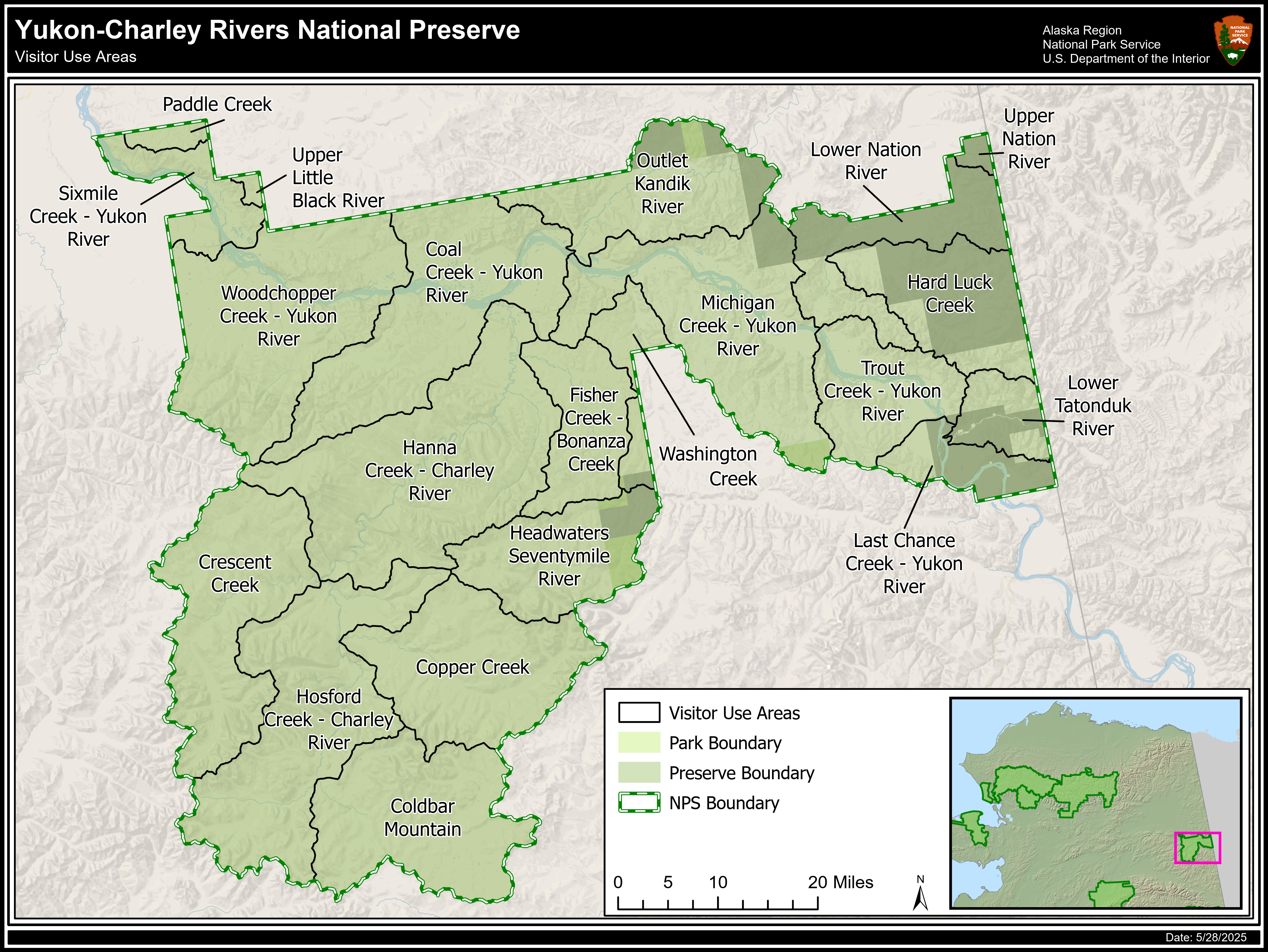 Visitor Use Area Map Yukon Charley Rivers NP