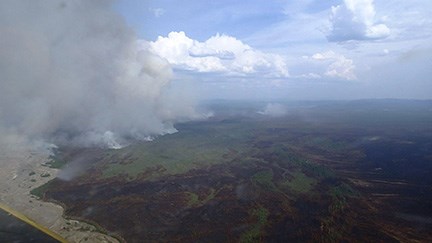 WRST Chisana River Fire Smoke billows toward the sky during the Chisana River Fire in Wrangell-St. Elias National Park and Preserve in 2013.