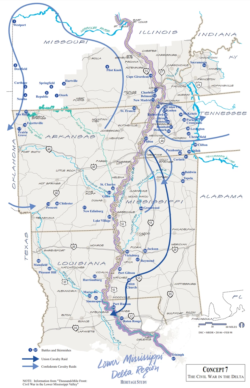 Concept VII Map Map of Civil War sites in the Lower Mississippi Delta Region