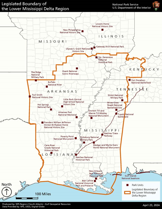 Map of the Lower Mississippi Delta Region