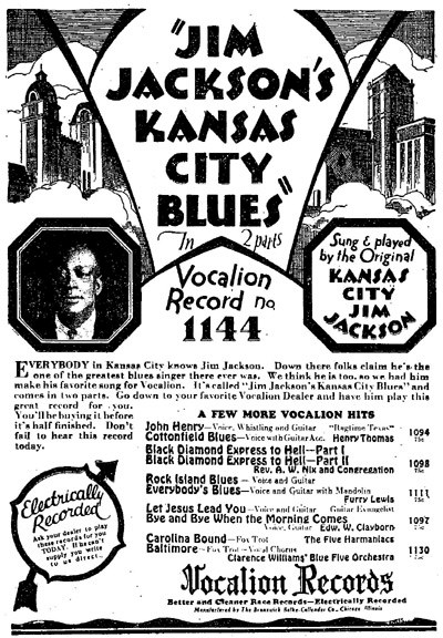 Advertisement for Jim Jackson's "Kansas City Blues"
