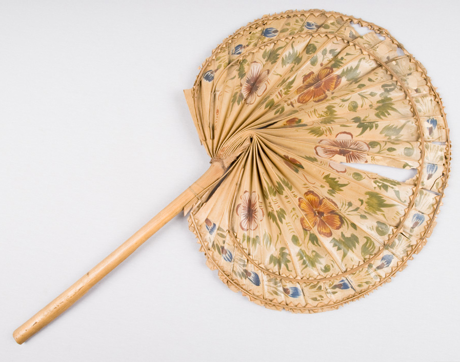 A hand painted Bengali palm leaf fan.