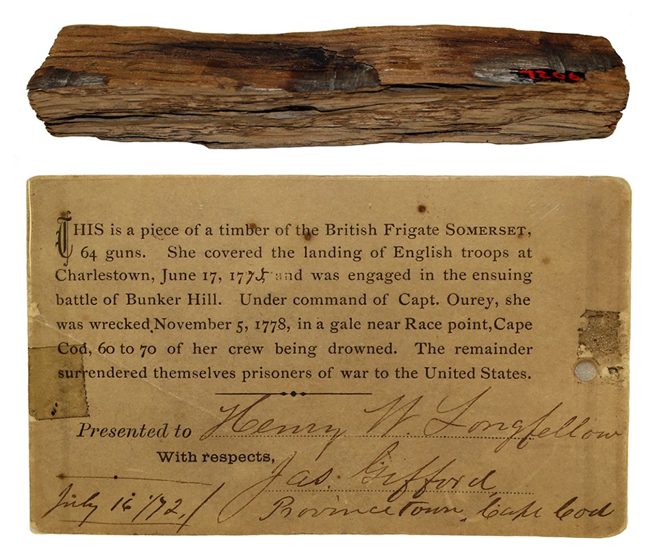 A wooden fragment of the 18th century British warship HMS Somerset.