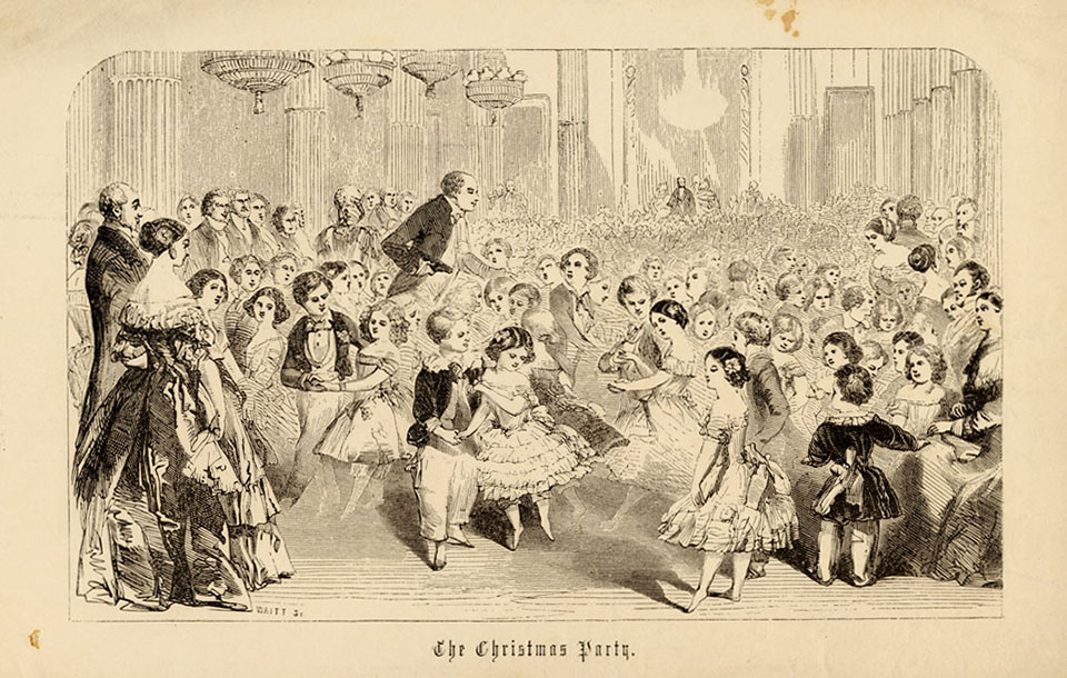 An 1853 print depicting a children's Christmas party.