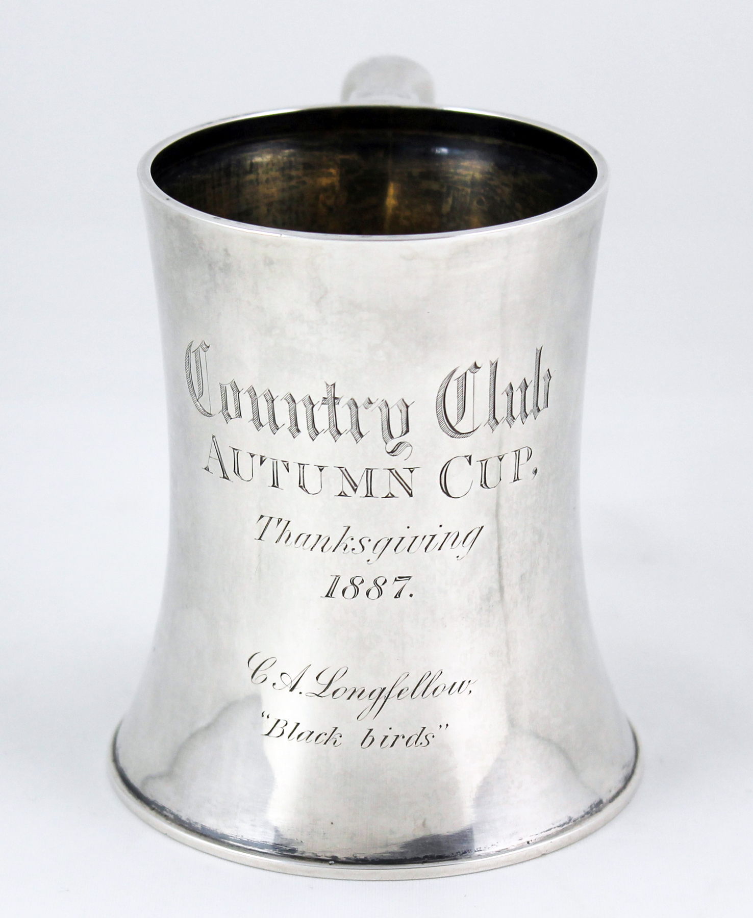 The Country Club Autumn Cup for 1887, won by Charles A. Longfellow. The Country Club Autumn Cup for 1887, won by Charles A. Longfellow.