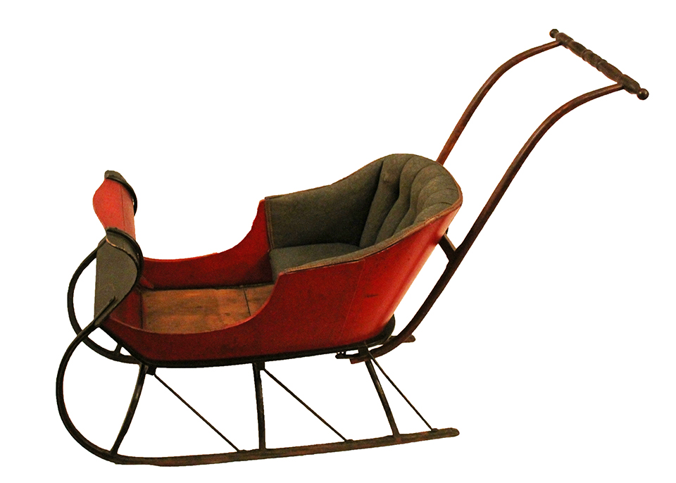 A child's push sleigh, dating to about 1900. A child's push sleigh dating to about 1900.