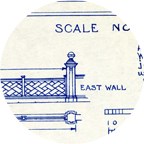circular close-up image of details on an architectural drawing