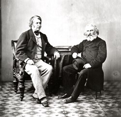 Senator Charles Sumner (left), and Henry W. Longfellow, 1863.