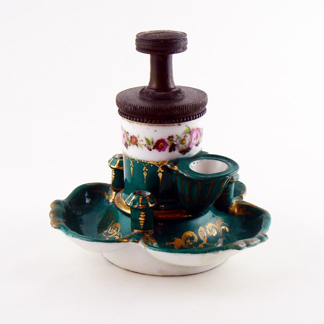 A 19th century French porcelain inkwell owned by Henry Wadsworth Longfellow.