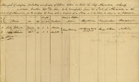 Ship's manifest listing slaves on board.
