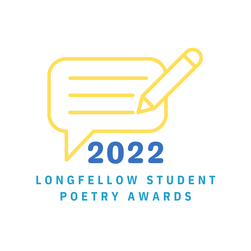 Logo with yellow text bubble and blue text reading "2022 Longfellow Student Poetry Awards"