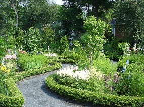 View of the garden at Longfellow National Historic Site. View of the garden at Longfellow National Historic Site.